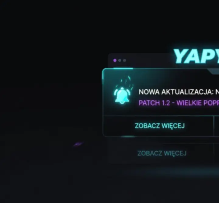 Futurystyczna grafika symbolizująca aktualizacje gry YAPYAP