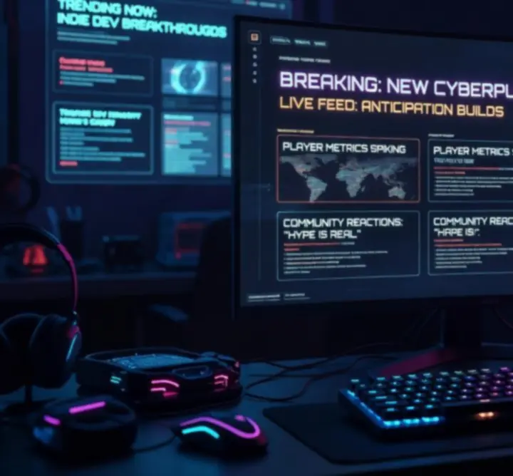 Ciemne, futurystyczne menu gry YAPYAP z neonowymi akcentami i dynamicznym interfejsem